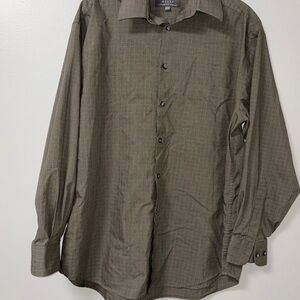 Crazy horse microfiber green checkered long sleeve‎ button down shirt 15.5 32-33